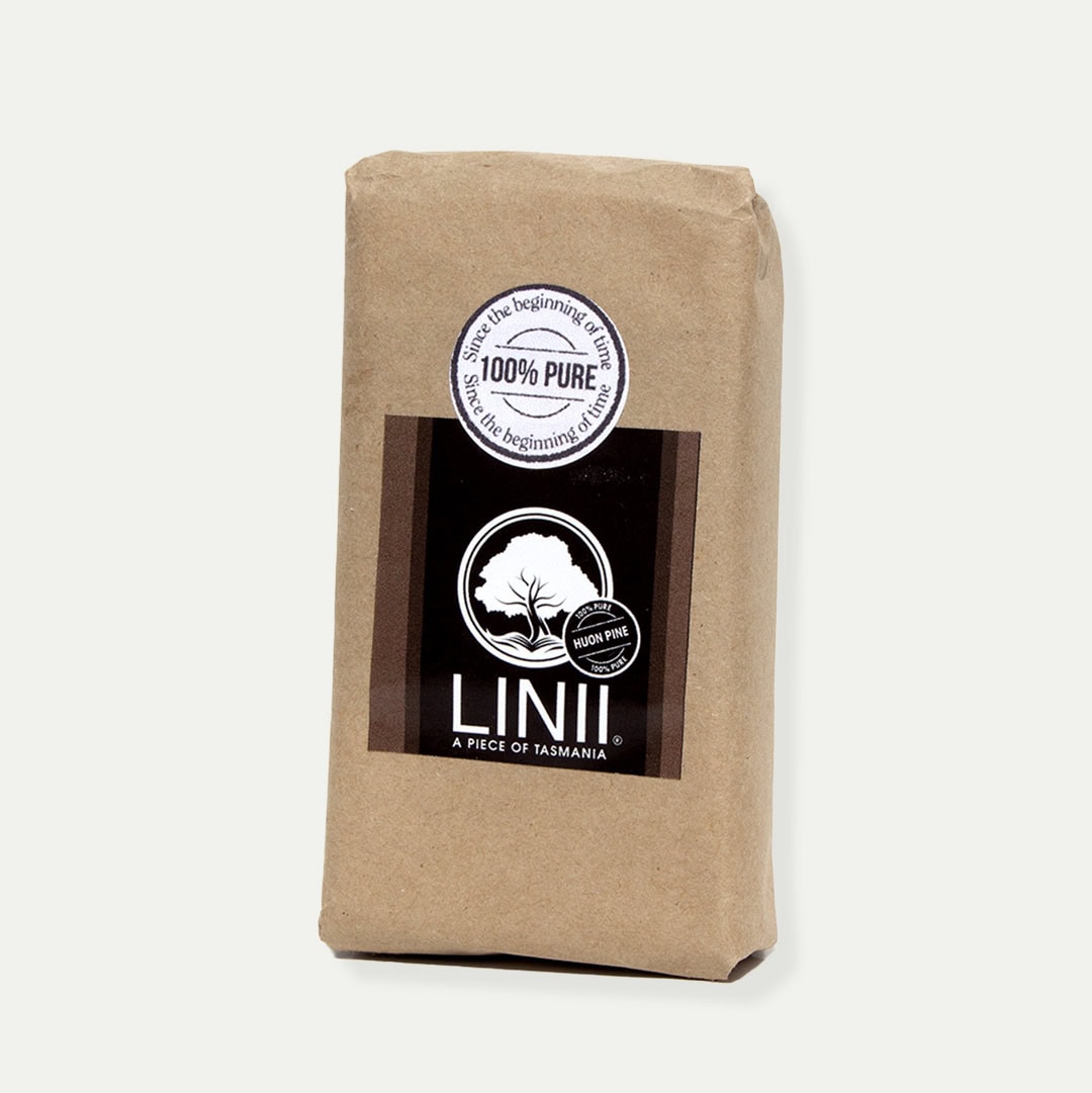 Linii huon pine exfoliating soap wrapped